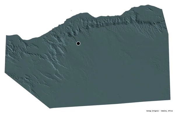 Forme Sanaag Région Somalie Avec Capitale Isolée Sur Fond Blanc — Photo