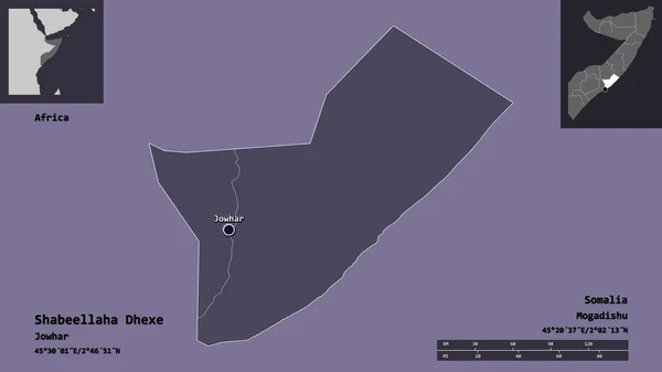 Σχήμα Shabeellaha Dhexe Περιοχή Της Σομαλίας Και Την Πρωτεύουσά Της — Φωτογραφία Αρχείου