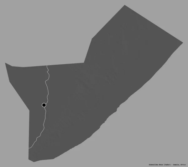 Forma Shabeellaha Dhexe Región Somalia Con Capital Aislada Sobre Fondo — Foto de Stock