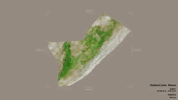 Area Shabeellaha Dhexe Region Somalia Isolated Solid Background Georeferenced Bounding — Stock Photo, Image