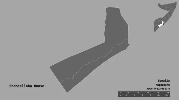 Forma Shabeellaha Hoose Região Somália Com Sua Capital Isolada Fundo — Fotografia de Stock