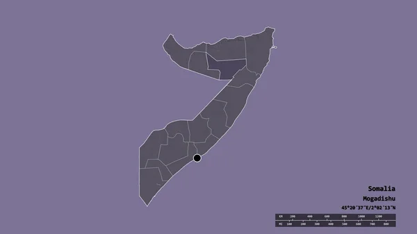 Обесцвеченная Форма Сомали Столицей Главным Региональным Отделением Отделенной Зоной Сул — стоковое фото