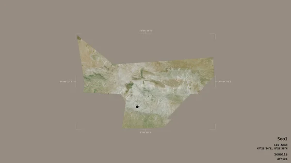 Område Sool Region Somalia Isolert Solid Bakgrunn Georeferenset Avgrensningsboks Etiketter – stockfoto