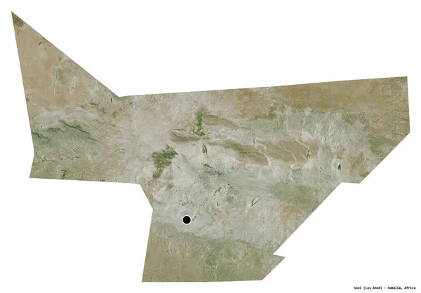 Tvar Sool Somálské Oblasti Hlavním Městem Izolovaným Bílém Pozadí Satelitní — Stock fotografie