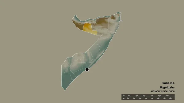 Afgebroken Vorm Van Somalië Met Haar Hoofdstad Belangrijkste Regionale Divisie — Stockfoto