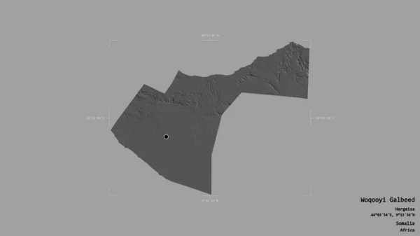 Район Вокуи Гальбид Регион Сомали Изолирован Твёрдом Фоне Геометрической Ограничивающей — стоковое фото