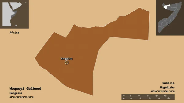 Forma Woqooyi Galbeed Região Somália Sua Capital Escala Distância Previews — Fotografia de Stock