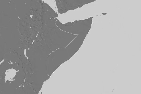 Área Alargada Somália Delineada Mapa Elevação Bilevel Renderização — Fotografia de Stock