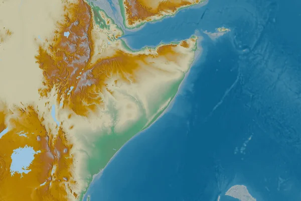 Rozšířená Oblast Somálska Topografická Reliéfní Mapa Vykreslování — Stock fotografie