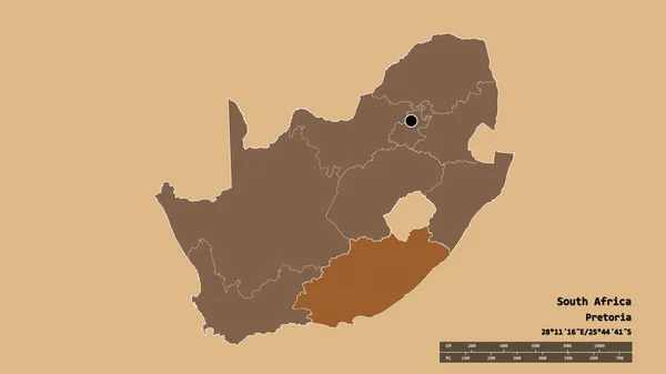 Обесцвеченная Форма Южной Африки Столицей Главным Региональным Разделением Отделенной Территорией — стоковое фото