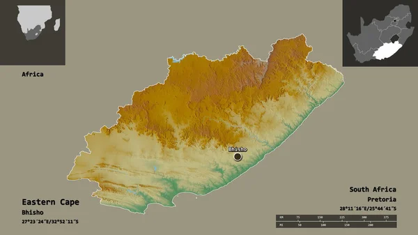Форма Східного Кейпу Провінції Південна Африка Столиці Масштаб Відстаней Превью — стокове фото