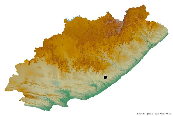 Kształt Przylądka Wschodniego Prowincja Rpa Stolicą Odizolowaną Białym Tle Mapa — Zdjęcie stockowe