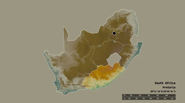 Зневірена Форма Південної Африки Столицею Основним Регіональним Поділом Відокремленою Територією — стокове фото