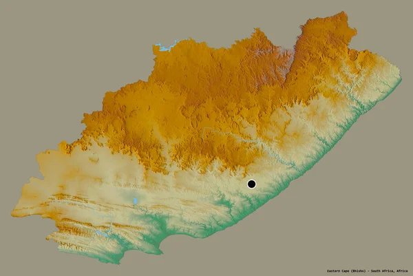 南アフリカ共和国の東ケープ州の形で その首都はしっかりとした色の背景に隔離されています 地形図 3Dレンダリング — ストック写真
