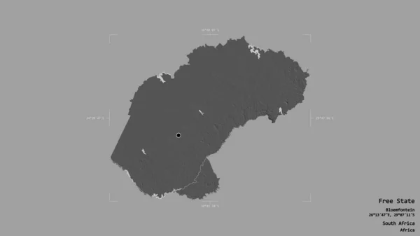 南非省自由邦地区 背景坚实 在一个地理参考方块中被隔离 Bilevel高程图 3D渲染 — 图库照片