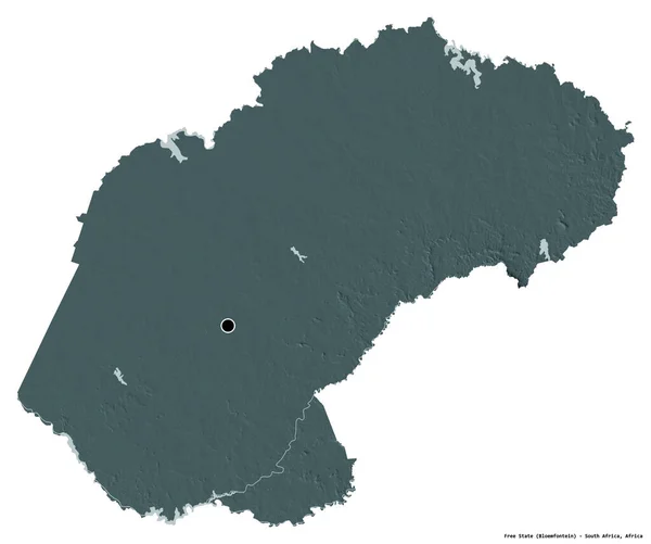 Form Fri Stat Provinsen Sydafrika Med Dess Huvudstad Isolerad Vit — Stockfoto