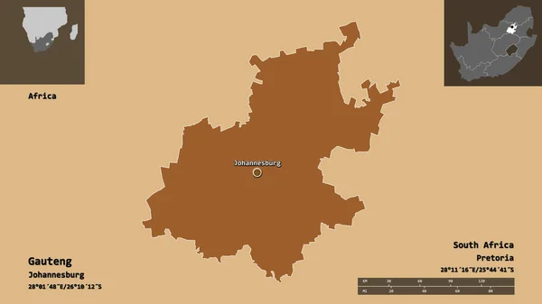 Форма Гаутенґ Провінція Південна Африка Столиця Масштаб Відстаней Превью Етикетки — стокове фото
