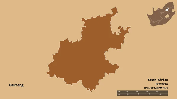 Форма Гаутенга Провинции Юар Столицей Изолированной Прочном Фоне Дистанционный Масштаб — стоковое фото