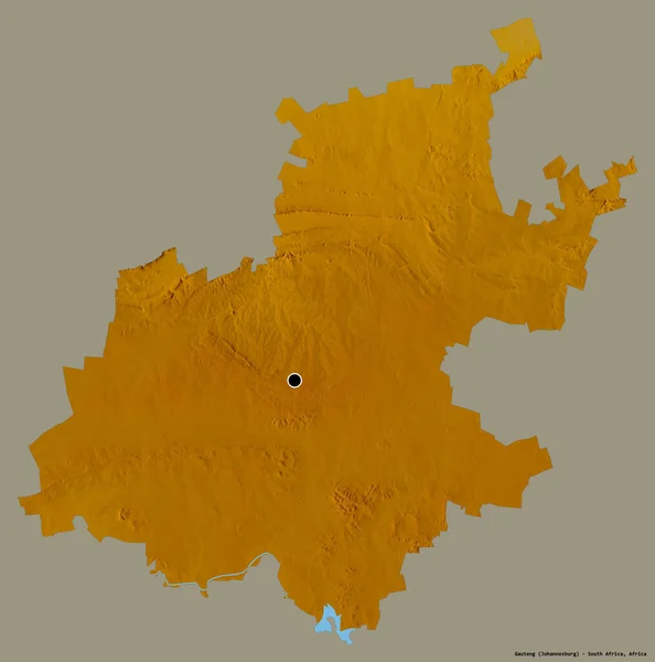 Форма Гаутенга Провинции Юар Столицей Изолированной Прочном Цветном Фоне Топографическая — стоковое фото