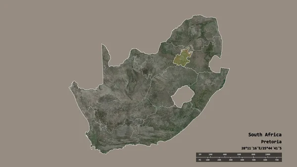 Desaturated Shape South Africa Its Capital Main Regional Division Separated — Stock Photo, Image