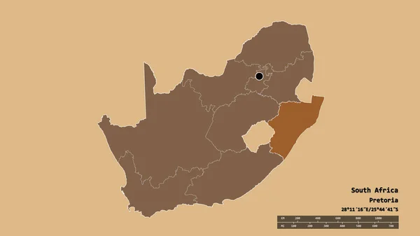 Forma Dessaturada África Sul Com Sua Capital Principal Divisão Regional — Fotografia de Stock