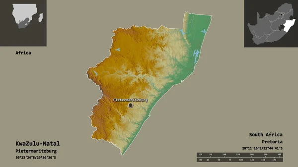 Σχήμα Kwazulu Natal Επαρχία Της Νότιας Αφρικής Και Την Πρωτεύουσά — Φωτογραφία Αρχείου