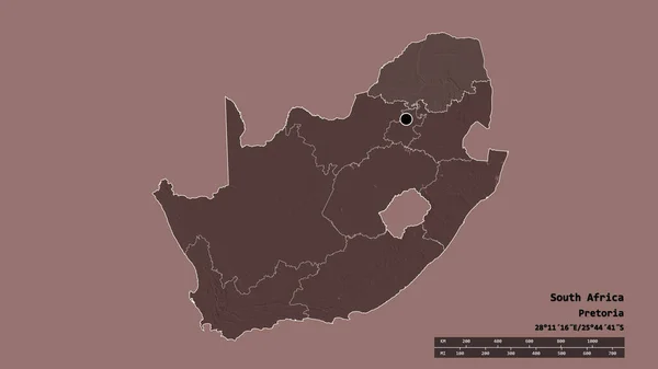 Forma Desolata Del Sudafrica Con Sua Capitale Principale Divisione Regionale — Foto Stock