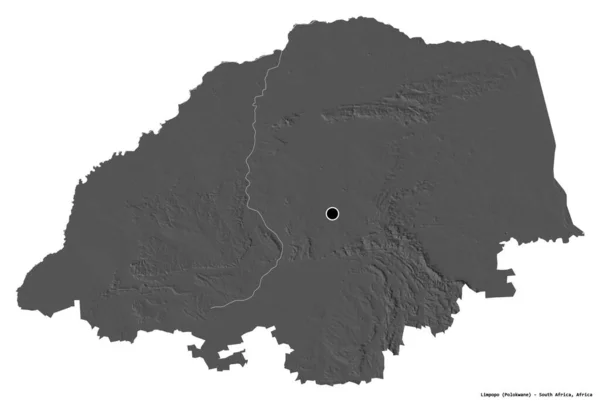 Forma Limpopo Provincia Sudáfrica Con Capital Aislada Sobre Fondo Blanco — Foto de Stock