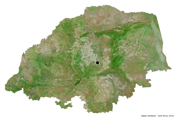 Форма Лимпопо Провинция Юар Столицей Изолированной Белом Фоне Спутниковые Снимки — стоковое фото
