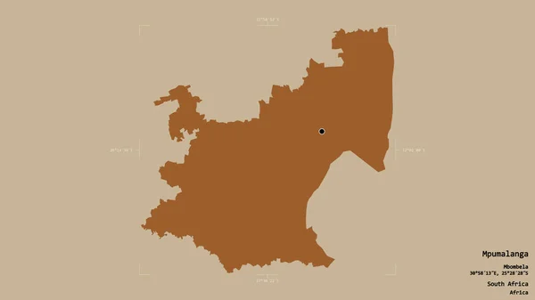 南アフリカ共和国のムプマランガ州の地域は 洗練された境界の箱の中にしっかりとした背景に隔離されています ラベル パターン化されたテクスチャの構成 3Dレンダリング — ストック写真