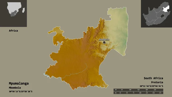 Σχήμα Mpumalanga Επαρχία Της Νότιας Αφρικής Και Την Πρωτεύουσά Της — Φωτογραφία Αρχείου
