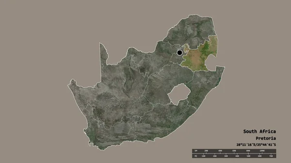 Forme Désaturée Afrique Sud Avec Capitale Principale Division Régionale Région — Photo