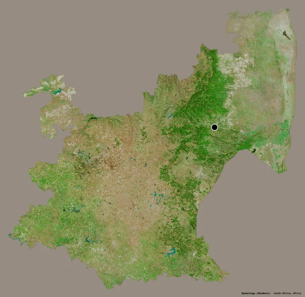 南アフリカ共和国のムプマランガ州の形で その首都はしっかりした色の背景に隔離されています 衛星画像 3Dレンダリング — ストック写真