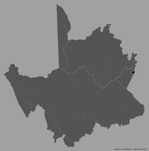 Shape Northern Cape Provinz Von Südafrika Mit Seiner Hauptstadt Isoliert — Stockfoto