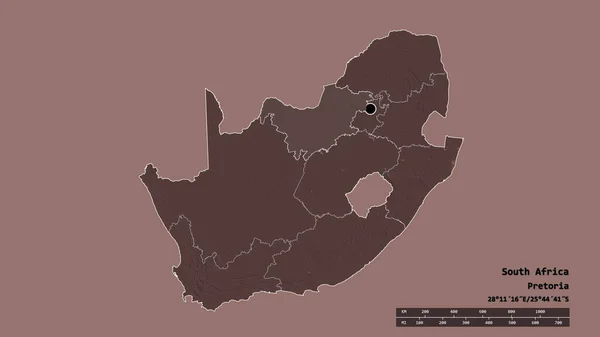 Обесцвеченная Форма Южной Африки Столицей Главным Региональным Разделением Отделенной Северо — стоковое фото