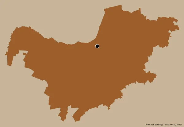 Form Nordvästra Provinsen Sydafrika Med Sin Huvudstad Isolerad Solid Färg — Stockfoto