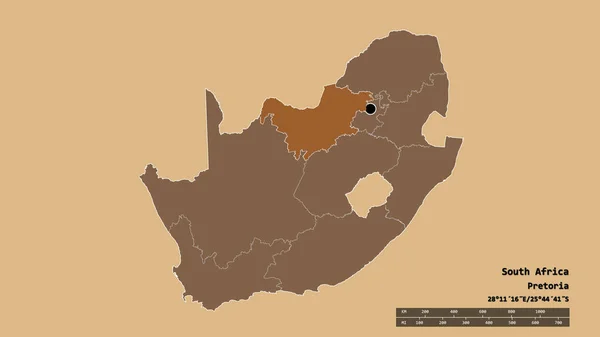 Обесцвеченная Форма Южной Африки Столицей Главным Региональным Разделением Отделенной Северо — стоковое фото