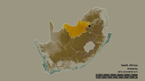 Afgebroken Vorm Van Zuid Afrika Met Haar Hoofdstad Belangrijkste Regionale — Stockfoto