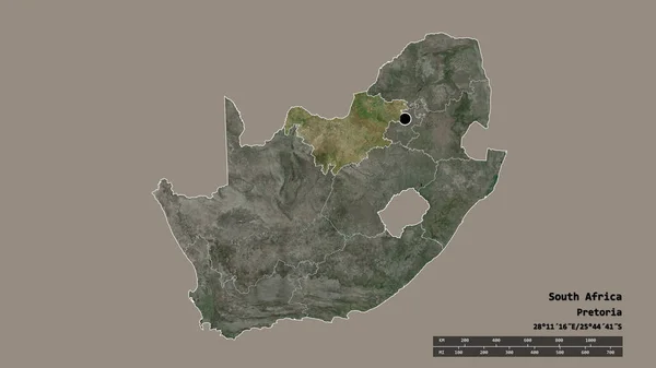 Afgebroken Vorm Van Zuid Afrika Met Haar Hoofdstad Belangrijkste Regionale — Stockfoto