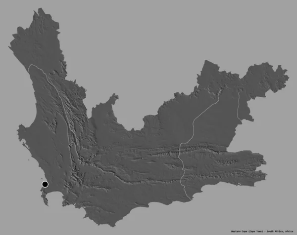 Forma Del Cabo Occidental Provincia Sudáfrica Con Capital Aislada Sobre — Foto de Stock