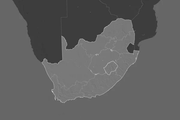 Forma África Sul Separada Pela Dessaturação Áreas Vizinhas Fronteiras Mapa — Fotografia de Stock