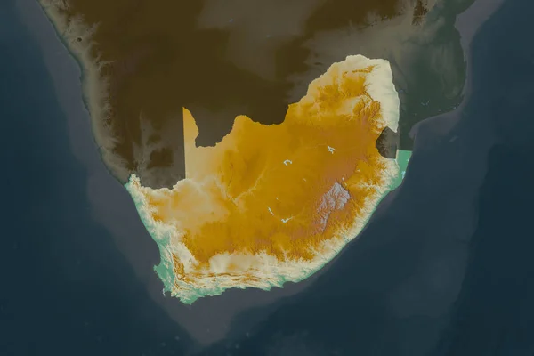 Gestalt Südafrikas Getrennt Durch Die Entwässerung Benachbarter Gebiete Topographische Reliefkarte — Stockfoto