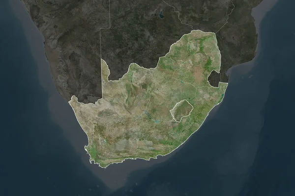 Forma Del Sudafrica Separata Dalla Desaturazione Delle Aree Limitrofe Frontiere — Foto Stock