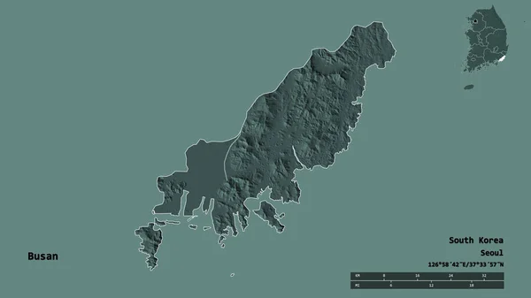 Форма Пусана Столичного Города Южной Кореи Столицей Изолированной Прочном Фоне — стоковое фото