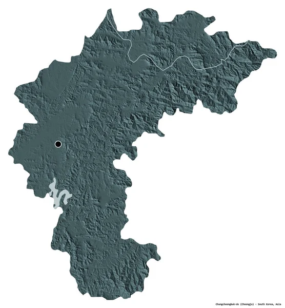 Form Chungcheongbuk Provinsen Sydkorea Med Dess Huvudstad Isolerad Vit Bakgrund — Stockfoto