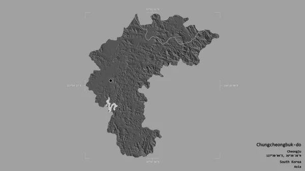韩国省中秋市的一个地区 在一个地理参考方块中被隔离在坚实的背景下 Bilevel高程图 3D渲染 — 图库照片