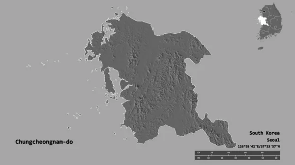 Bentuk Chungcheongnam Provinsi Korea Selatan Dengan Ibukota Terisolasi Dengan Latar — Stok Foto
