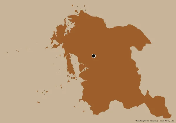 Kształt Chungcheongnam Prowincja Korei Południowej Stolicą Odizolowaną Solidnym Tle Koloru — Zdjęcie stockowe