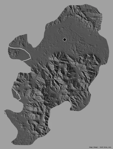 大谷的形状 是韩国的大都市 它的首都用纯色的背景隔开 Bilevel高程图 3D渲染 — 图库照片