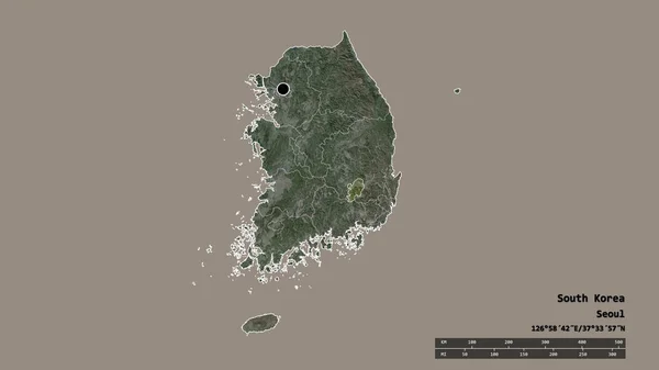 主な地域部門 分離大邱地域で韓国の荒廃した形 ラベル 衛星画像 3Dレンダリング — ストック写真